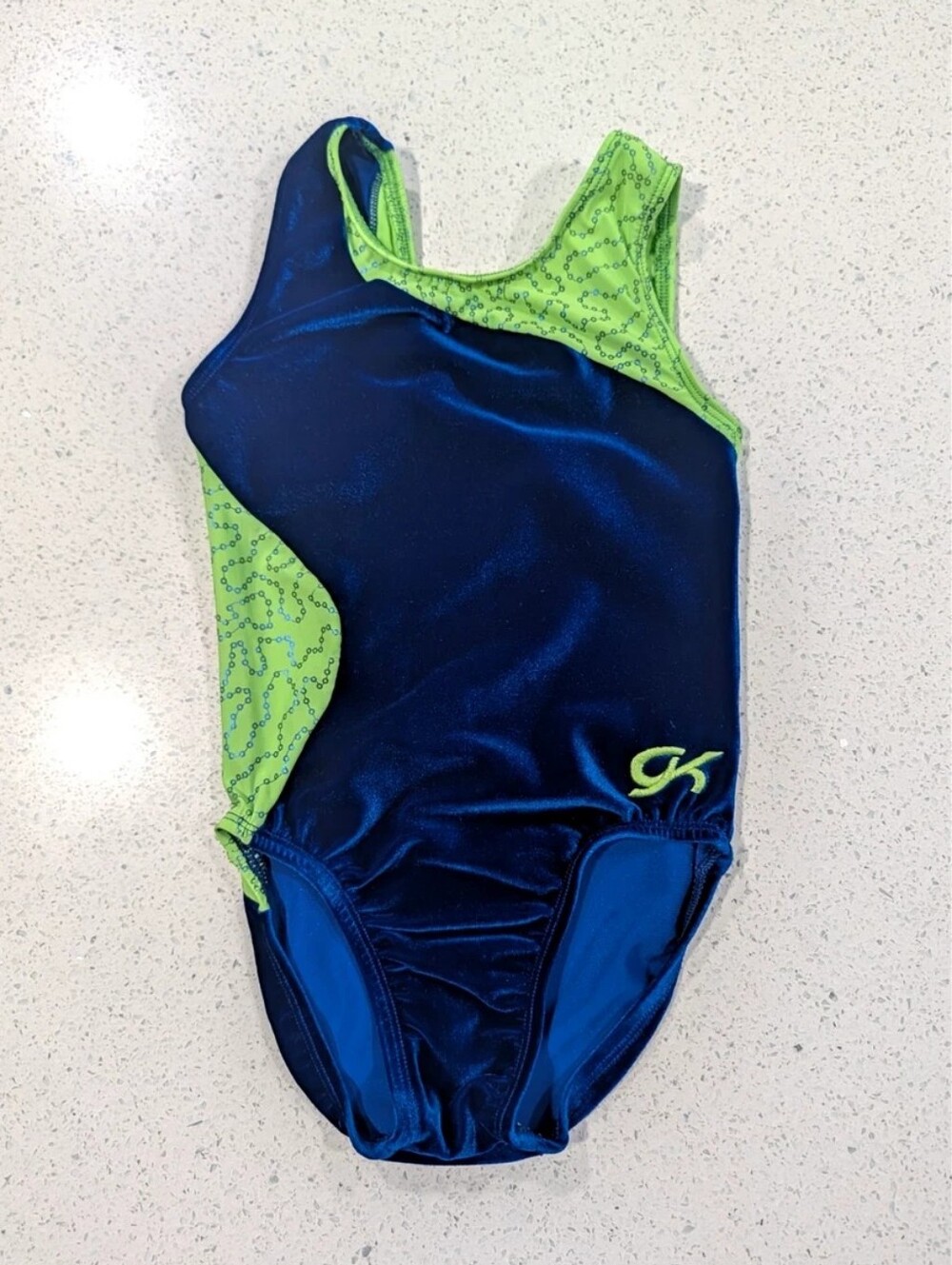 VELOUR GK Elite Child SMALL CS Gymnastics Dance leotard ULTRA SOFT Neon Green